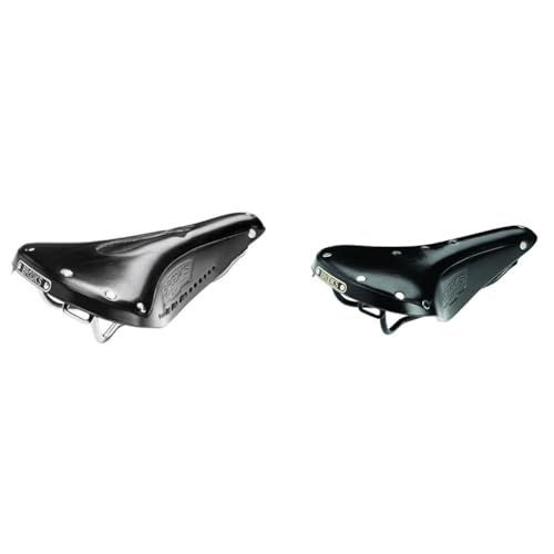 B17 Carved Black Brooks Bicycle Saddle with Steel Rails and