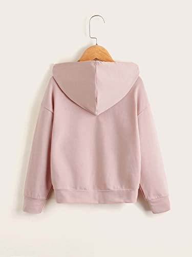 Cozyease Girls' Letter Graphic Print Cute Hoodies Long Sleeve Pullover Hoodie Sweatshirt Dusty Pink 8Y #TOP1