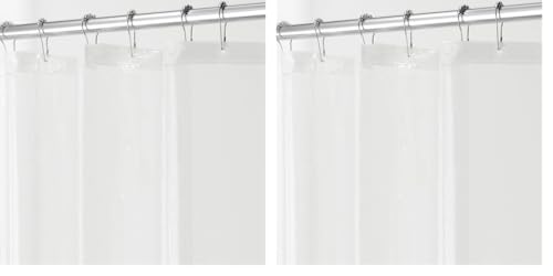 iDesign 3.0 Clear Shower Curtain, Transparent Bathroom Liner, Made of Mould Proof PEVA, 183 cm X 183 cm, 183.00 x 183.00 cms (Pack of 2)