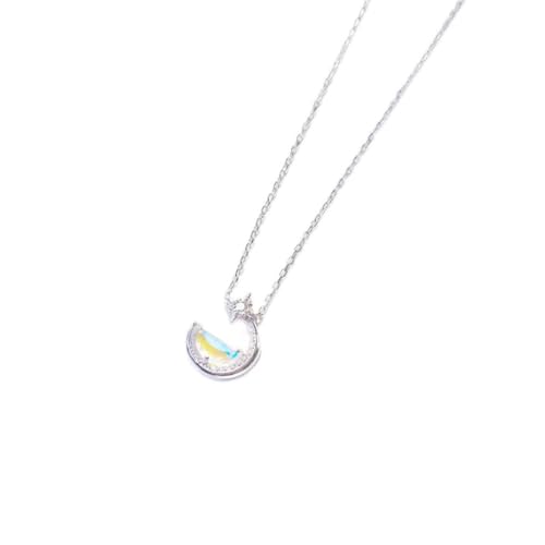 Collier lune en argent 925, le cadeau idéal avec son pendentif ménisque en cristal