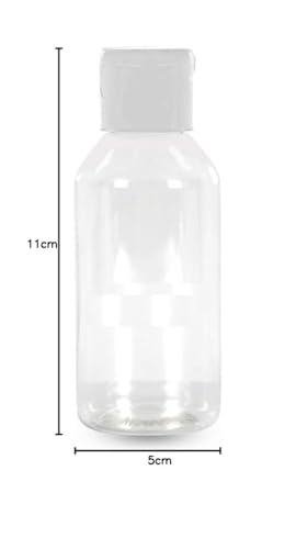 Image of dinojames Empty Refillable Round Plastic Bottles with Flip Top Caps (White, 100 ml), Set of (10 Pcs.)