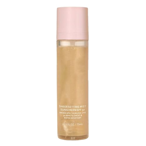Sheer Setting Mist Sunscreen SPF 50 - Brumiseur Fixant Hydratant Finition Mat | Tenue Toute La Journée Léger Avec Couverture Uniforme For Face & Body, 75ml