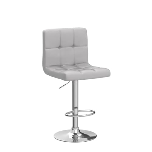 Image of Yaheetech Bar Stools Set of 2, PU Leather Adjustable Barstools, Modern Counter Stools with Back and Footrest, Counter Height Barstools for Bar, Kitchen, Dining Room, Light Gray