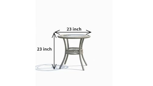 Image of India 3 Piece Outdoor Rope Patio Set with Glass Top Table & Water Resistant Cushions for Garden, Deck, Lawn, Poolside