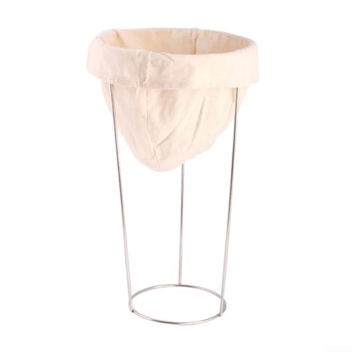 Reusable filter cloth with stainless steel sieve stand, perfect for straining coffee, yogurt, broth, and nut milk with a tall sided design to avoid overflow and stable use (Large rack + bags)