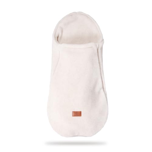 my junior® ThermoWool 2in1 Fußsack Cozy Edition für Babyschalen und Kinderwagen, 100% Schurwolle, mit Reißverschluss (Beige)