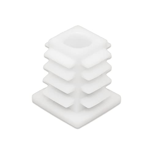 Image of Flyshop White M6 Threaded Plastic Plugs Square Tube End Caps Tubing Plugs Inserts Furniture Glider 19 mm x 19 mm 4 Pcs