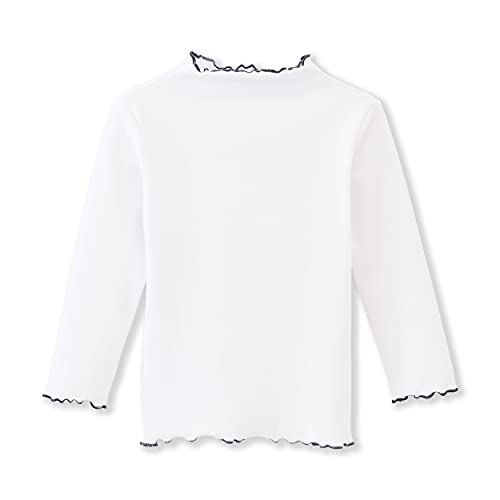 Image of Toddler Girls Long Sleeve Cotton Tee Shirts Ruffle Lace Mock Turtleneck Basic Blouse Outfit Tops