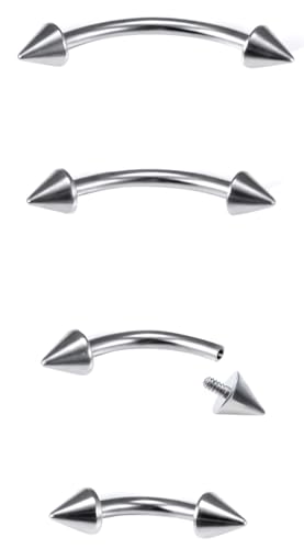 Dyknasz Internally Threaded Eyebrow Piercing Jewelry Titanium Curved Barbell Tiny Eyebrow Ring Vertical Labret Lip Jewelry Ear Rook Small Belly Button Ring for Women Men 16g 6mm/8mm/10mm/12mm