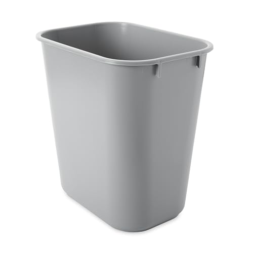 Image of Rubbermaid Commercial Products Deskside Wastebasket /Trash Can, 3.25-Gallon /13-Quart, Gray, Plastic, for Bedroom /Bathroom /Office, Fits Under Desk /Sink /Cabinet