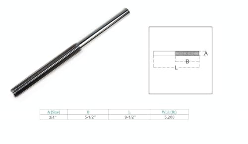 Prolinemax Marine 316 Forged Stainless Steel 3/4'' Stub End RH Thread Turnbuckle 5200 Lb WLL miniatura 2