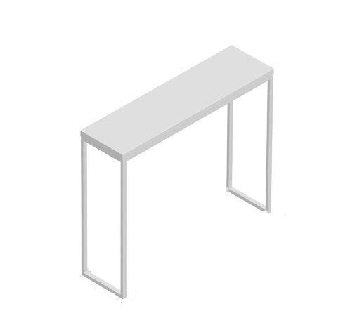 Image of Beauty Study Desk Table (4 x 1 Foot TOP, Gloss White Finish + Green Legs)