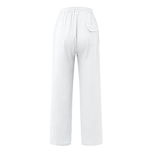 Linen Pants for Men Casual Linen Pants Loose Fit Elastic Drawstring Waist Straight Legs Summer Yoga Beach Long Pants4