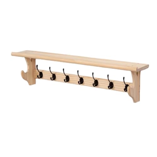 Perchero de pared con estante de madera y 3 ganchos para entrada u hogar