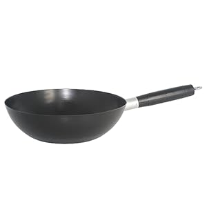 IMUSA USA 9.5″ Traditional Carbon Steel Nonstick Coated Wok with Bakelite Handle