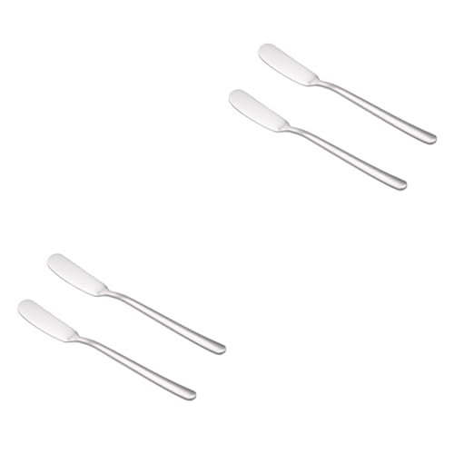 NAMOARLY 2sets Thicken Stainless Steel Butter Spreader Cold Butter Knife Ideal for Cheese Baking Easy to Maintain 2pcs*2