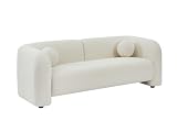 Vente unique   Canapé 2 Places en Tissu Bouclette Blanc Ivoire OVOTAS