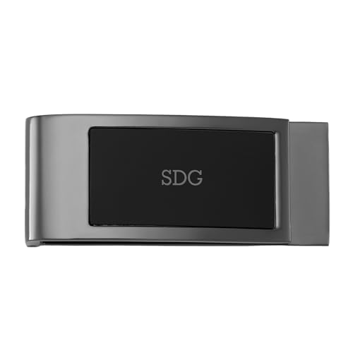 THINGS REMEMEBRED Engraved Monogram Gunmetal and Black Money Clip (Free Customization)