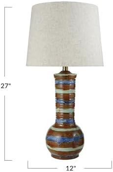 Creative Co-Op Stoneware Table Lamp with Linen Shade image 5