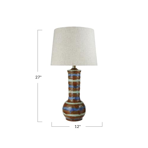 Creative Co-Op Stoneware Table Lamp with Linen Shade by Creative Co-Op - Image 2