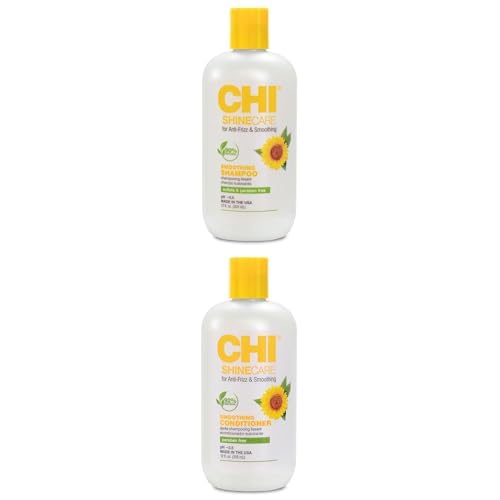 CHI ShineCare Smoothing Shampoo & Conditioner Bundle, 12 Oz Each, Natural, Unscented, For All Hair Types