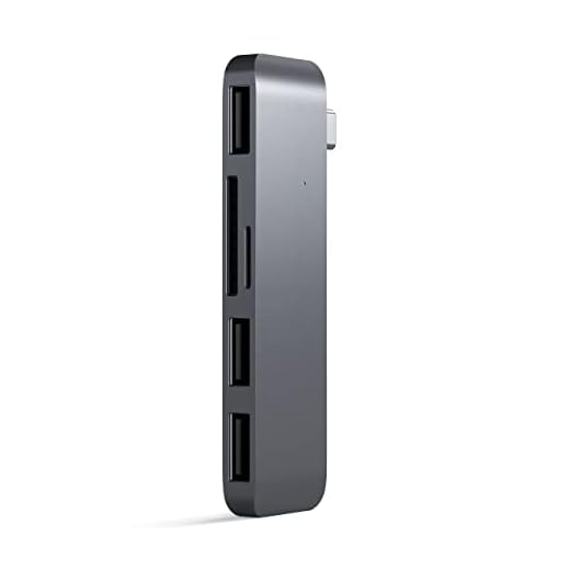 SATECHI Aluminium Type-C USB 3.0 3-in-1 Combo Hub Adapter - 3 USB 3.0 Ports und Micro/SD Kartenleser - Für M2/ M1 MacBook Pro/Air, M2/ M1 iPad Pro/Air, M2 Mac Mini, iMac M1 (Space Grau)