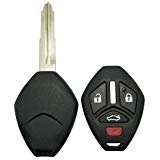 Replacement Key Fob Case Shell for Mitsubishi Eclipse Lancer Endeavor Galant Outlander 4 Buttons Keyless Entry Remote Car Key Fob Cover Casing with Button Pad & Uncut Blade Blank (Model 1)