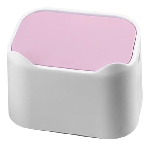 iplusmile Bote de Basura de Escritorio Pequeño con Tapa Tipo Prensa Cubo Plástico para Desechos Domésticos Contenedor Compacto para Oficina y Hogar Color Rosa