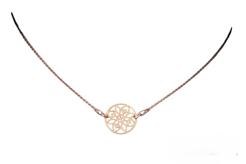 Collier or rose pendentif rosace collier mandala bijou femme chic