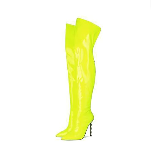 Image of Thigh high boots for women striped Back zipper Burgundy Zebra Print Over the knee Sexy gold white pointed toe Cow Print leopard Magenta stiletto heel