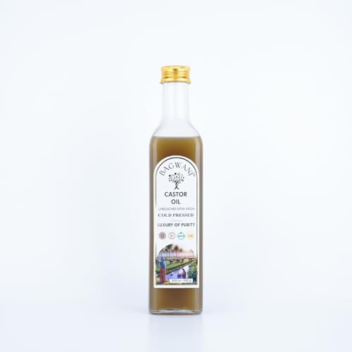 Image of Bagwani Cold Pressed Unbleached Castor Oil For Hair Growth - Glass Bottle 500ml, 100% Natural Haxene-Free Arandi Oil for Skin, Nails, Joint Pain Relief & Constipation | Extra Virgin & IP Grade Certified