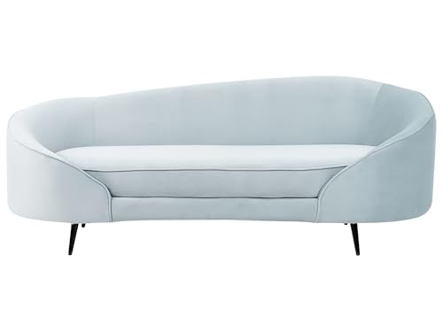 Beliani 3er Sofa Samt blau gebogen oval mit schwarzen Metallbeinen Retro Glamourös Savar