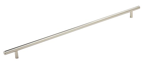 Image of Amerock 18-7 /8 inch Bar Pulls Polished Nickel Drawer Pull | 18-7 /8 inch (480mm) Center-to-Center Mounting Distance and 22-1 /16 inch Overall Length, Durable Carbon Steel Cabinet Hardware
