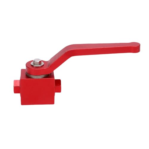 Jiawu 1/8'' Billet Aluminium Brake Line Lock Shut Off Valve, 1/8 NPT Fuel Flow Control Cut Off Valve for Brake Fluid Water Fuel Air, Black (Red)