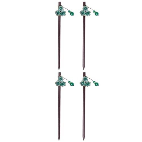 Épingles à cheveux chinoises rétro avec perles et fleurs pour chignon - 2 pièces