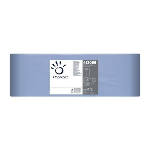 Papernet - Blaue Papierhandtuchrolle mit Zentralentnahme 412056, Packung mit 6 Rollen je 135 m, 450 Blattanzahl von 20x30 cm, 2 Lagen