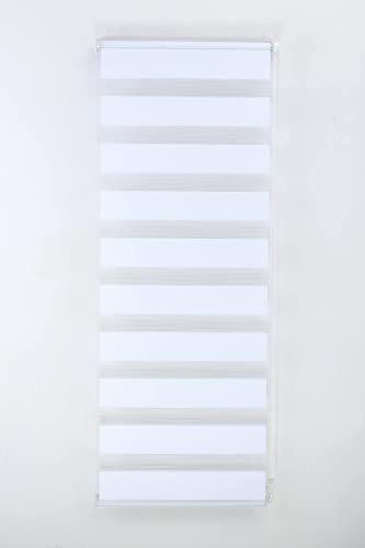 Funky Gadgets Day and Night Roller Blinds Dual Layer Fabric Zebra Blind Translucent or Blackout Vision Roller Shades No Drill Blinds Curtains for Windows and Doors White 49W x 165H cm - Image 2