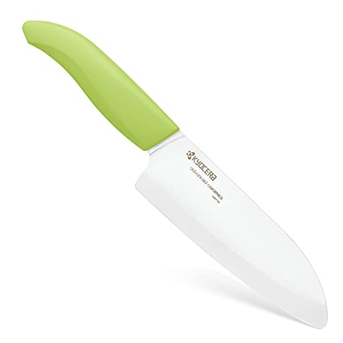 Kyocera Revolution Series Ceramic Santoku, Chef Knife for Your Cooking Needs, 5.5”, Green