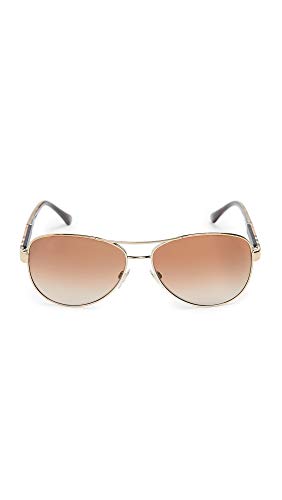 Burberry Damskie okulary przeciwsłoneczne BE 3080 Aviator, Złoto (podstawa: jasne złoto, szkła: gradient brązowy 114513), Large (Herstellergröße: 59)