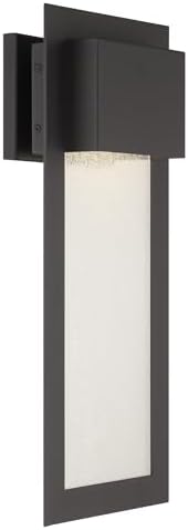 Minka Lavery 72383-66-L Westgate Dark Sky Modern Seedy Glass Outdoor LED Wall Mount, 1-Light 10 Watt, 20" H x 9" W, Sand Coal