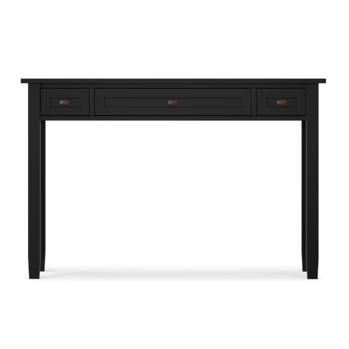 Image of SIMPLIHOME Warm Shaker Desk - 48 inch Wide Solid Wood Writing Desk in Black, Transitional Home Office Computer Desk for Living Room with Keyboard Tray, 2 Drawers and Storage