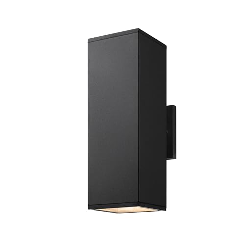 Image of mirrea 14 inch Modern Outdoor Porch Light in 2 Lights, Matte Black, 1 Pack