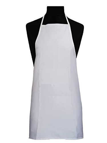IBEX Unisex Bib Apron with No Pocket, Professional Kitchen Apron for Chefs Waiters, Cooks, Bar Staff, Catering, White - Image 2