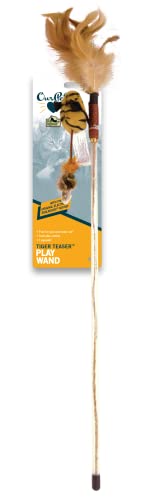 Ourpets Play-N-Squeak Tiger Teaser Play Wand Cat Toy, Brown, 46 In, (1360012079) #TOP1