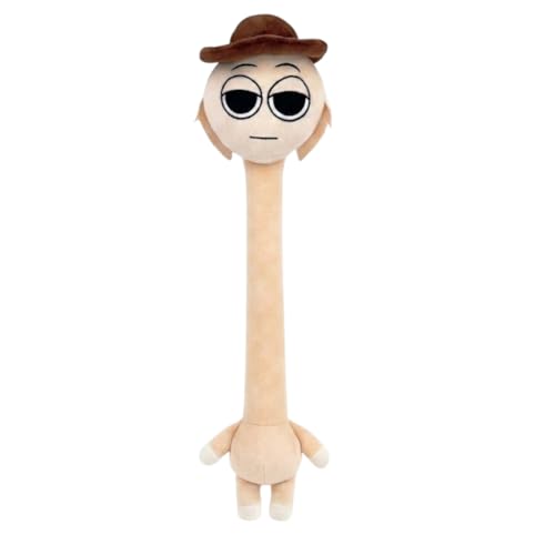 Image of Beige Cowboy Explorer Long Neck Stuffed Character Western Hat Plush Cushion Creative Adventure Toy