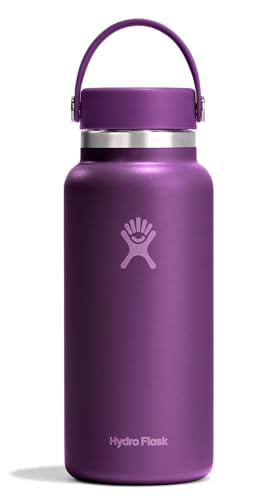 Image of Hydro Flask Water Bottle - Insulated Stainless Steel - Wide Mouth Flex Lid, Non Spill, Leakproof in 32 Oz Beachplum Purple