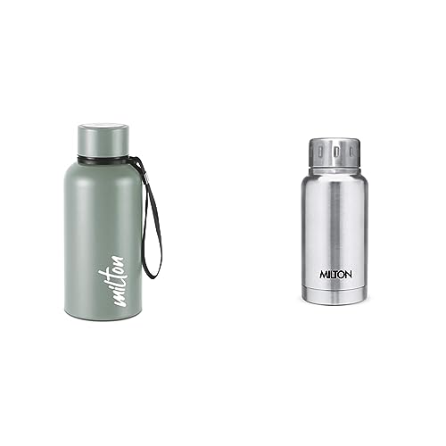 Image of Milton Aura 500 Thermosteel Bottle, 520 ml, Grey & Milton Elfin 160 Thermosteel Hot and Cold Water Bottle, 160 ml, Silver