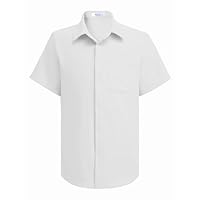 Arshiner Boys Short Sleeve Shirt White Summer Casual Shirt Button Down Shirts Solid Color Formal Top for Children with Chest Pocket 11-12 Years