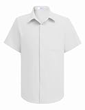 Arshiner Chemise Manches Courtes pour Garçons Shirt Loisirs D'été Blanche Chemises Habillées Boutonnées Haut Formel Uni pour Enfants avec Poche Poitrine 11-12 Ans