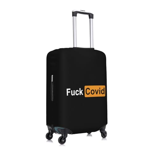 Fuck Covid Epi-Demy in Orange and Black Travel Luggage Cover Suitcase Protector Fits 22-25 Inch Case(Black,M)2